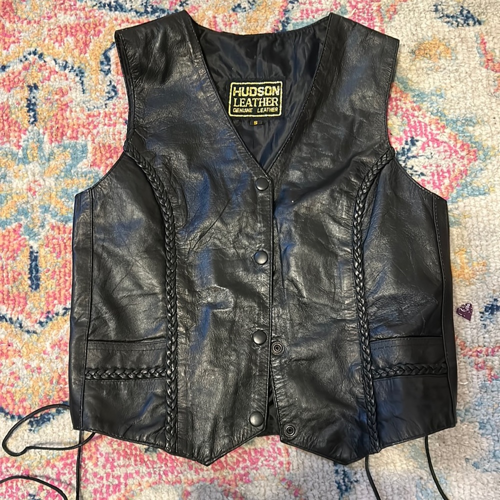 Black Genuine Leather Vest